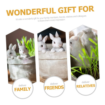 FUNOMOCYA Bunny Succulent Planter Cute Resin Pot with Simulated Rabbit Design for Home Decor Indoor Plants and Garden Adorable Animal Flowerpot for Cactus and Succulents