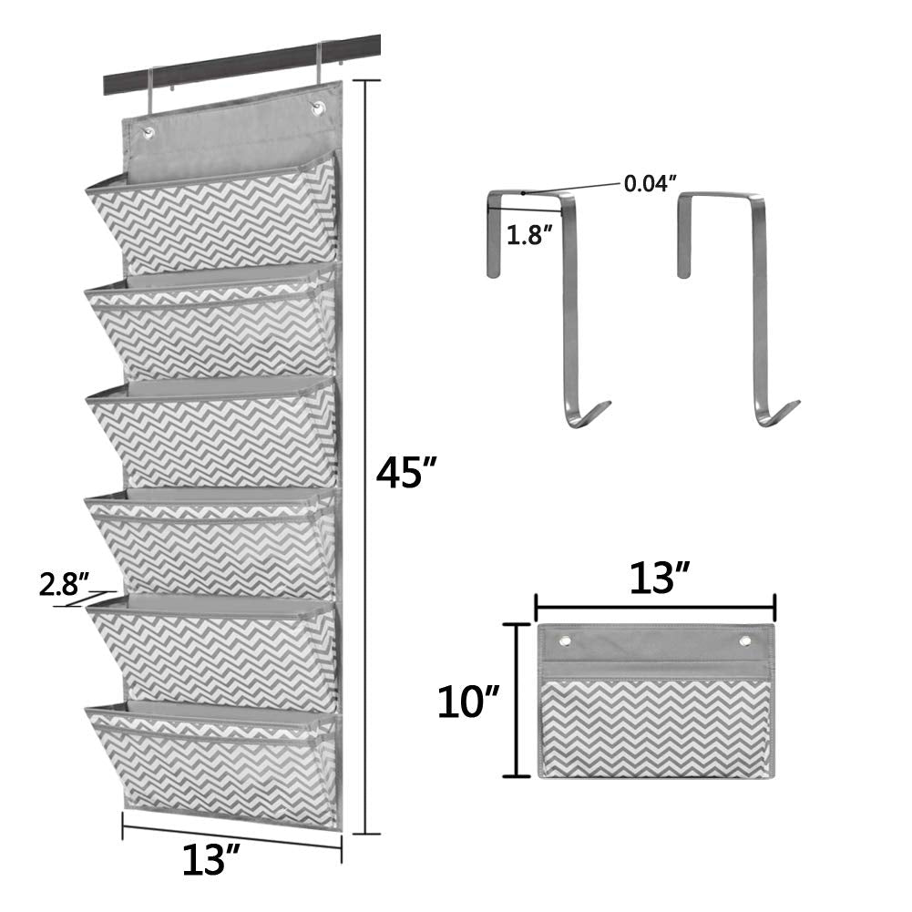 Eamay Hanging File Organizer Wall Mount Storage Pocket Chart, Over The Door Office Supplies Pocket Chart for Classroom, School, Home Use - 2 Over Door Hanger Included (Wave Pattern)