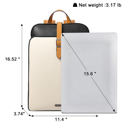 CLUCI Leather Backpack for Women, 15.6 inch Laptop Bag, Large Genuine Work Backpack Travel Back