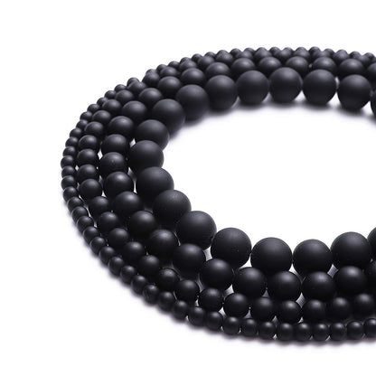 BEADIA Matte Black Onyx Natural Stone Round Loose Semi Gemstone Beads for Jewelry Making 4MM 89PCS