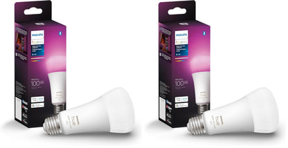 Philips Hue Smart 100W A21 LED Bulb - White and Color Ambiance Color-Changing Light - 4 Pack - 1600LM - E26 - Indoor - Control with Hue App - Works with Alexa, Google Assistant and Apple Homekit.