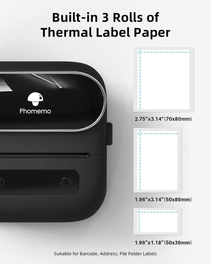 Phomemo M220 Label Makers, 3 Inch Portable Label Maker Machine with 3 Roll Labels, Wireless Thermal Label Printer for Address, Labeling, File Folder Label, Home Organizing