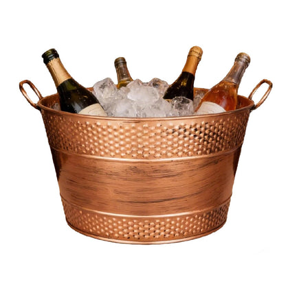 Galvanized Tub Ice Bucket For Parties, Thick Metal Galvanized Drink Buckets, Beverage Bucket with Handles, Drink Bucket for Indoor & Outdoor Party (1Pcs Copper)