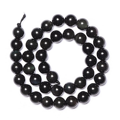 45pcs 8mm Natural Black Obsidian Gemstone Beads Energy Healing Crystal Round Loose Stone Beads for Jewelry Making, DIY Bracelets Necklaces