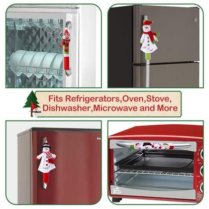 OurWarm Christmas Refrigerator Handle Covers Set of 4, 3D Cute Snowman Fridge Door Cover Kitchen Appliance Handle Covers for Kitchen Christmas Decorations