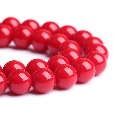 10MM 38PCS Red Glass Round Spacer Loose Beads for Jewelry Making 15 inches DIY Bracelet Necklace