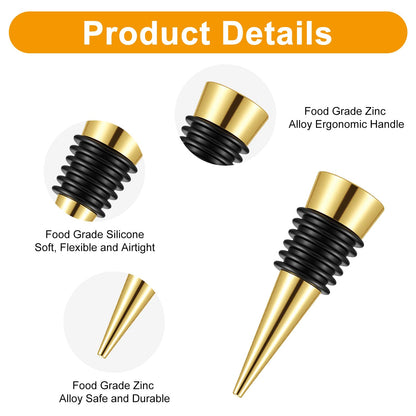 24 Pcs Gold Wine Bottle Stopper Set, Resin Wine Bottle Stoppers Molds Set Accessories, Stopper for Silicone Molds Epoxy Resin Alloy
