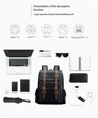 CYLYWJD Business Men and Women PU Leather Backpack 15.6inch Laptop Waterproof Backpack Travel Commuter Lightweight schoolbag (Brown backpack8,Medium)