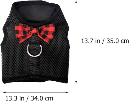 TOYANDONA Pet Vest Harness Soft Breathable Mesh Chest Strap, Black L Size 35-40cm, Adjustable Small Animal Harness for Rabbits Guinea Pigs Squirrels, Lightweight Pet Supplies