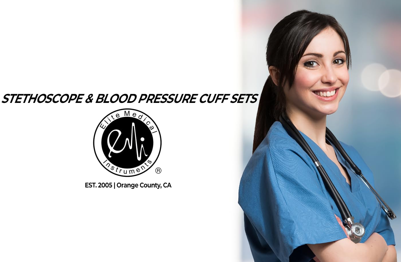 EMI Sprague Rappaport Stethoscope and Aneroid Sphygmomanometer Blood Pressure Set Kit, Navy #330