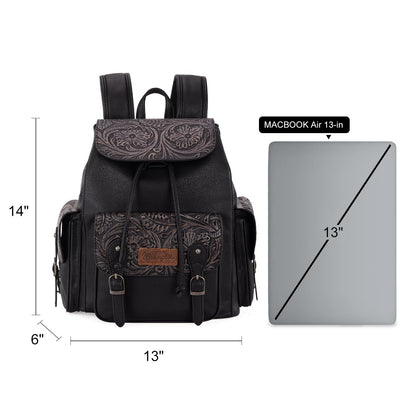 Montana West Wrangler Backpack Purse for Women Men Western Backpack Floral Tooled Travel Bags