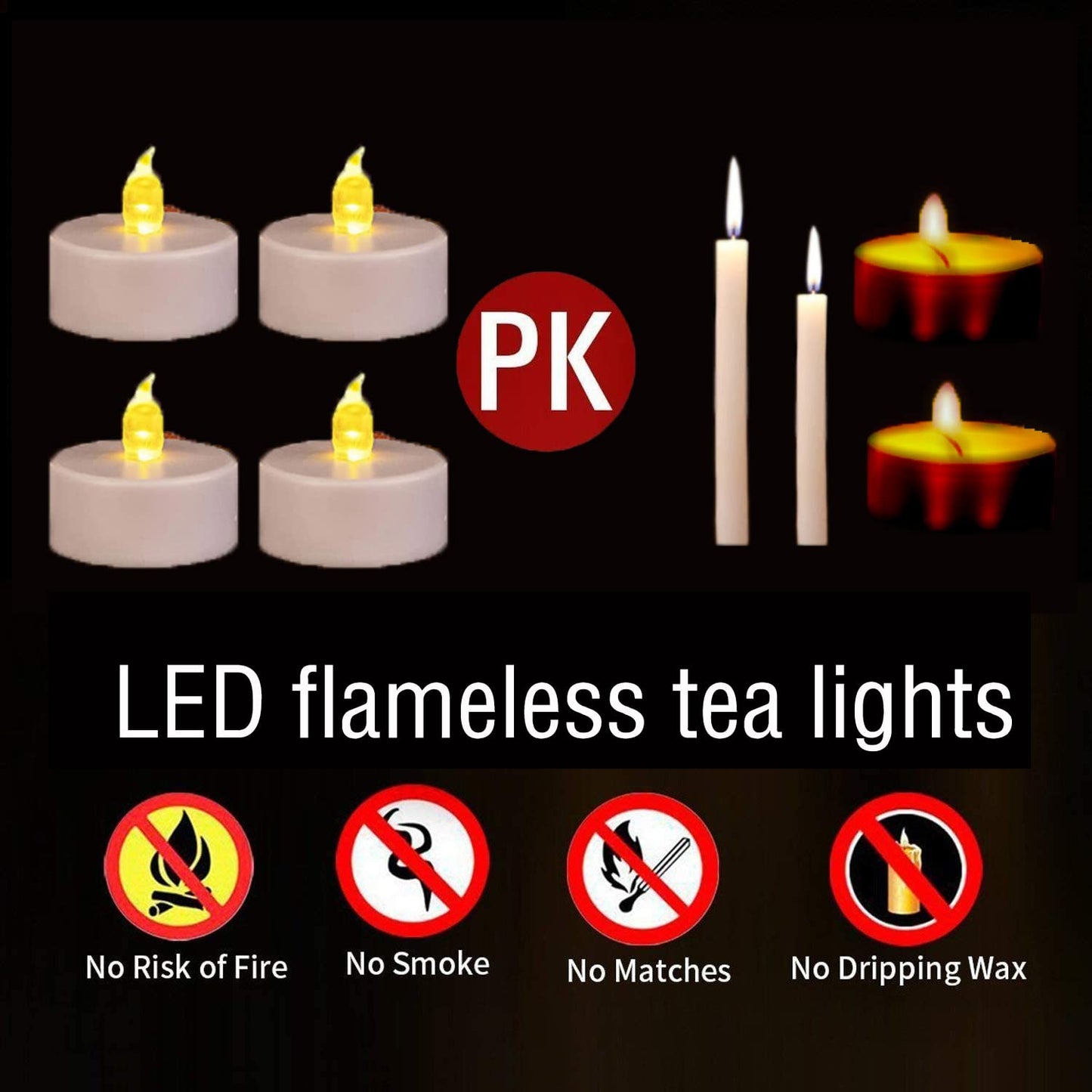 Hanzim Battery Tea Lights, 50 Pack LED Tea Light Candles 100 Hours Realistic Flickering Bulb Battery Operated Tea Lights for Seasonal Festival Celebration Electric Fake Candle in Warm Yellow