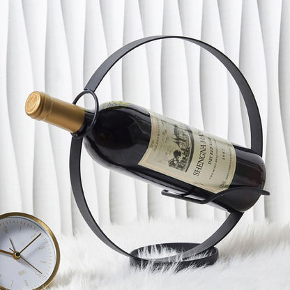 kaileyouxiangongsi Metal Single Tabletop Wine Rack – Freestanding Countertop Decorative Wine Bottle Holder, Unique Wine Gifts and Accessories for Wine Lovers (Black)