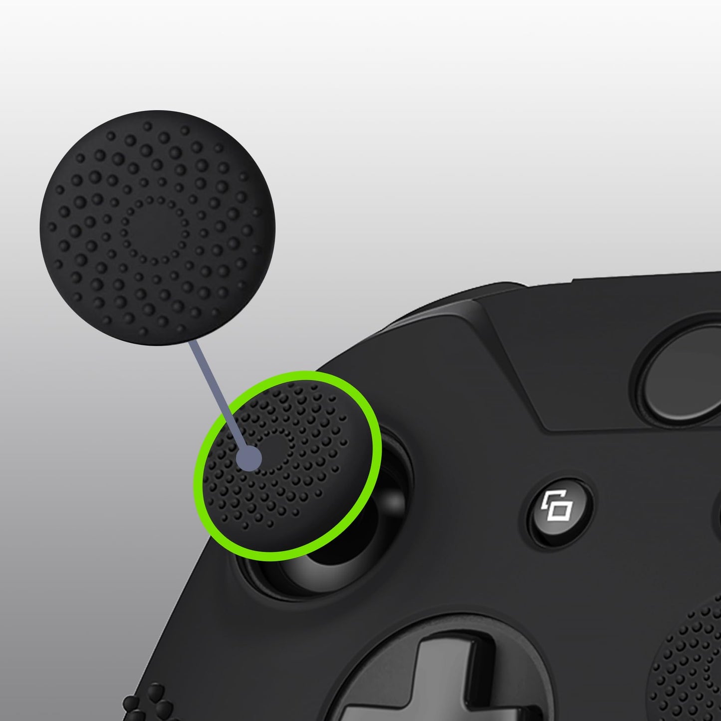 eXtremeRate PlayVital Soft Anti-Slip Silicone Controller Cover Skins Thumb Grips Caps Protective Case for Xbox One X/S Controller (Model 1708)- Black