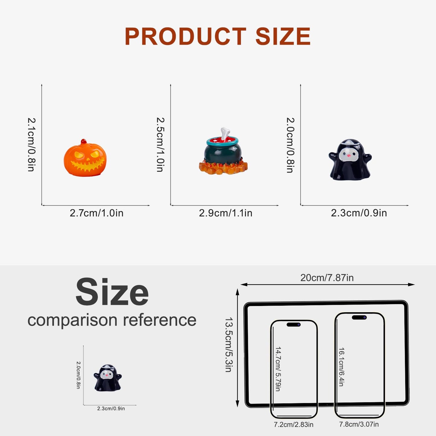 Nerfcareani 50pcs Halloween Mini Resin Figurines for Crafts Tiny Miniature Figures to Hide Pumpkin Ghost Skull Miniatures Bulk for Halloween Party Favors Table Idoor Bag Fillers Garden Dollhouse Decor