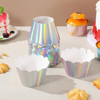 48Pcs Rainbow Cupcake Liners Cupcake Wrappers Holders Muffin Liners Baking Cups Papers Baking Cups for Wedding Birthday Party Decoration