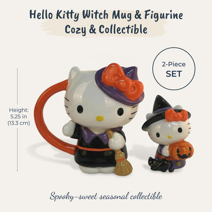Blue Sky Clayworks Hello Kitty Bewitching Halloween Figural Mug and Lovely Figurine Gift Set, 2-Pieces, Kitchen Accessories, Sanrio, Ceramic