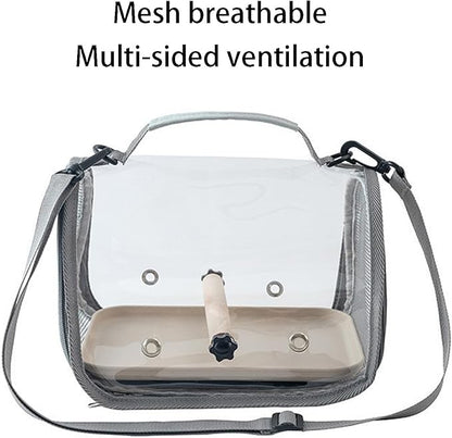 Bird Carrier Backpack Bird Bag Panoramic View Breathable Foldable with Perch Removable Tray for Peony Little Sun Tiger Skin Monk (White)