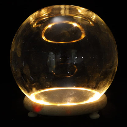 EXCEART Glass Dome with Wooden Base 4 Inch Clear Display Cover Ornament for Home Decor Featuring Led Lighted Preserved Flower Container Micro Landscape Display