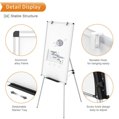 VIZ-PRO Whiteboard Easel, 36 x 24 Inches, Portable Dry Erase Board Height Adjustable for School Office and Home