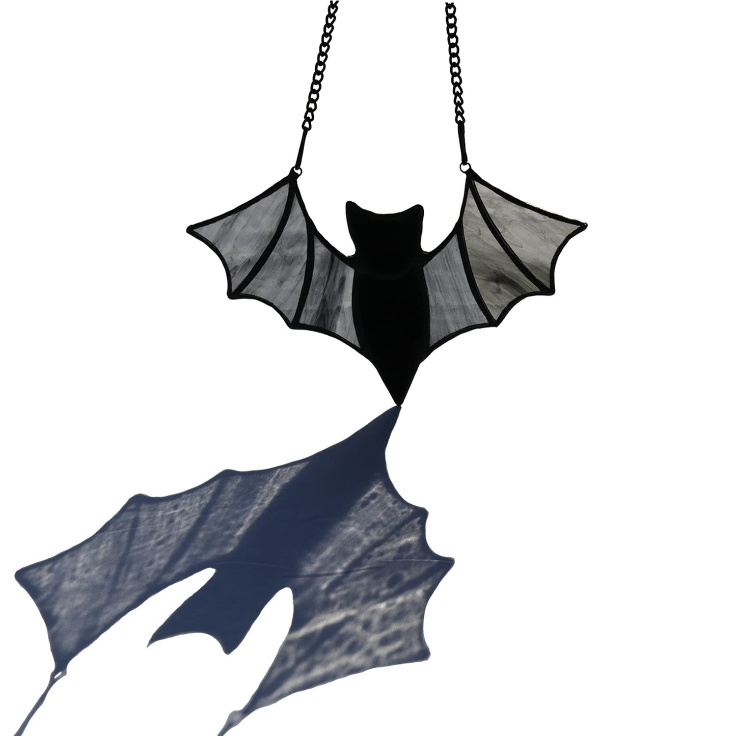 HAOSUM Halloween Bat Decoration Stained Glass Window Hangings - Bat Suncatcher Ornaments Spooky Bats Craft Window Decor Gifts(3.9"×3.9")