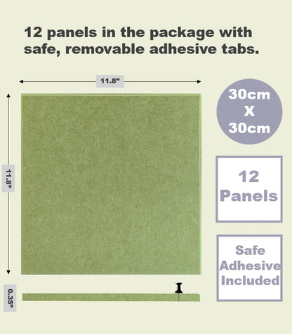 DECORITA Felt Wall Tiles | Large Cork Board Alternative | Aesthetic Felt Bulletin Board for Office, Home & Classroom | Large Cork Boards for Walls Pinboard (12-Pack) | Spring Green