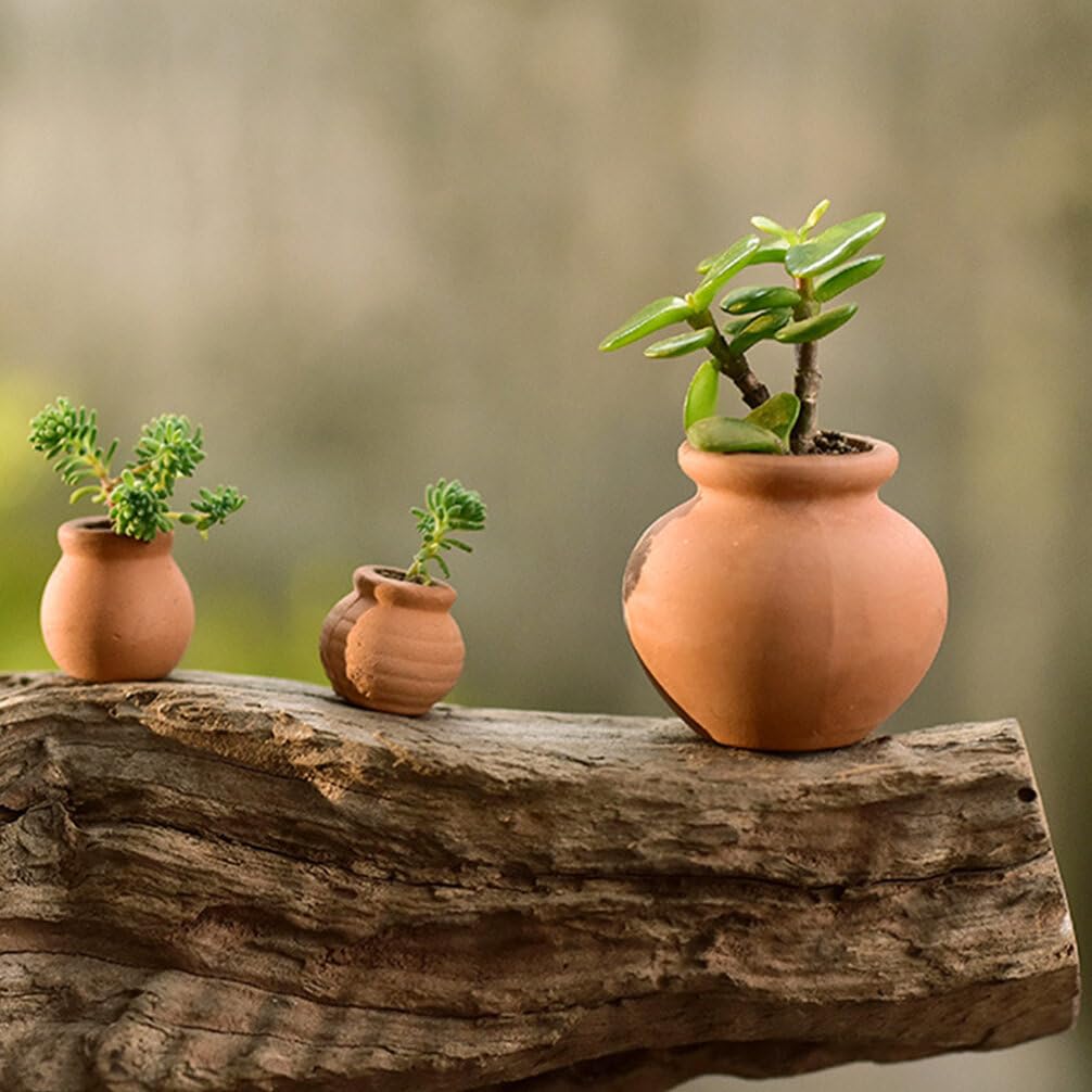 Sewroro 9pcs Mini Ceramic Succulent Nursery Pots, Small Clay Pots Mini Terracotta Planter for Small Spaces and Office Decor