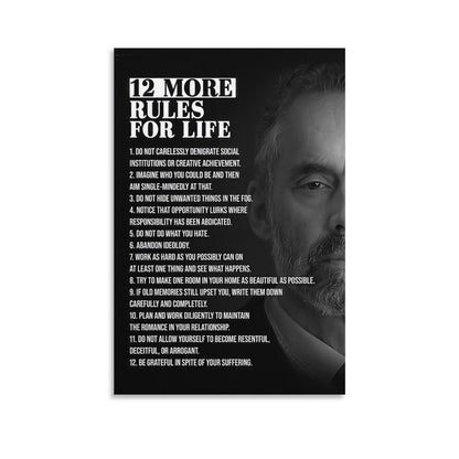JHXNJDPOST 12 More Rules for Life Poster Black And White Canvas Wall Art Aesthetic Decorative Painting Living Room Restaurants, Pool Halls And Hotelsstyle-3 12x18inch(30x45cm)