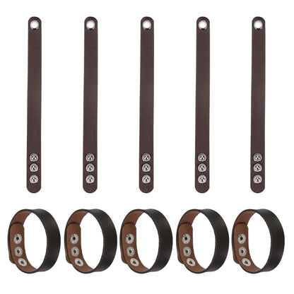 MECCANIXITY 10 Pcs Plain Leather Bracelets Leather Snap Bracelets Adjustable Blank Wrist Cuffs DIY Craft Wristbands for Men Women Jewelry Making, Brown
