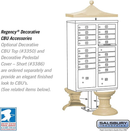 Salsbury Industries 3316SAN-U 16 A Size Doors, United States Postal Access Type III Cluster Box Unit, Sanstone