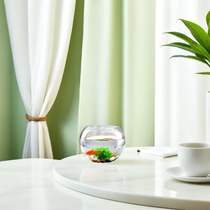 DOITOOL Round Glass Fish Bowl Vase Micro Landscape Container Moss Ecological Terrarium for Indoor Plant Decoration 5.90X5.90X4.72In Home Office Centerpiece