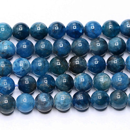 PLTbeads Natural Gemstone Loose Beads Smooth Round Approxi 15 inch DIY Bracelet Necklace for Jewelry Making (6mm, Blue Apatite)
