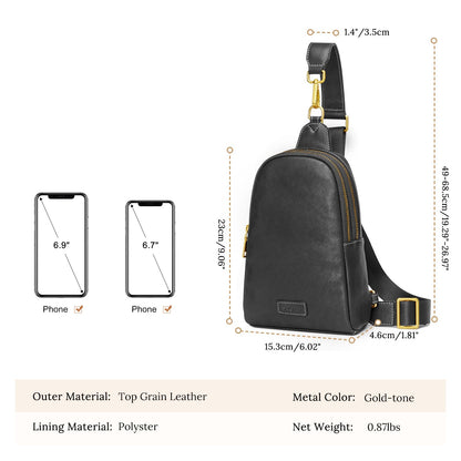 S-ZONE Leather Crossbody Bags for Women Sling Bag RFID Anti Theft Shoulder Purse Fanny Pack