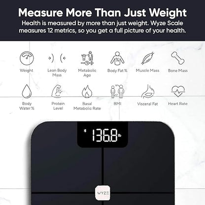 Wyze Smart Scale for Body Weight, Digital Bathroom Smart Scale for Body Fat, BMI, and Heart Rate, 13 Body Composition Analyzer with App, Bluetooth, 400 lb, Dark Blue