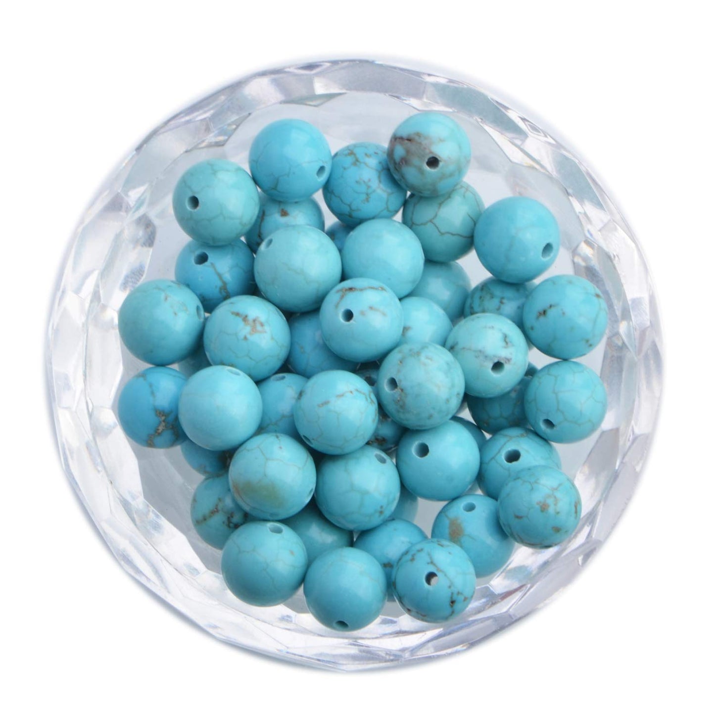 80Pcs Natural Crystal Beads Stone Gemstone Round Loose Energy Healing Beads with Free Crystal Stretch Cord for Jewelry Making (Turquoise, 10mm)