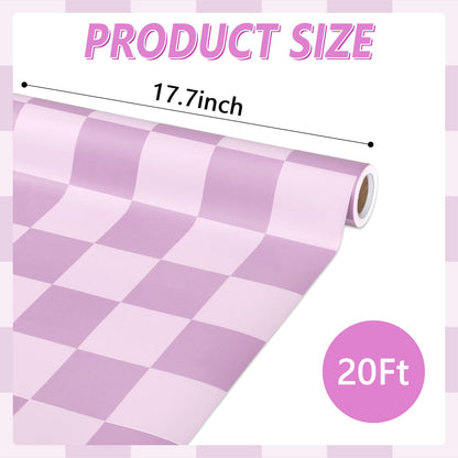 Purple Checked Bulletin Board Paper Roll Retro Pastel Purple Bulletin Board Background Back to School Classroom Decor Poster for Art Craft DIY Project Home Office Girls Party Supplies 17.7in x 20ft