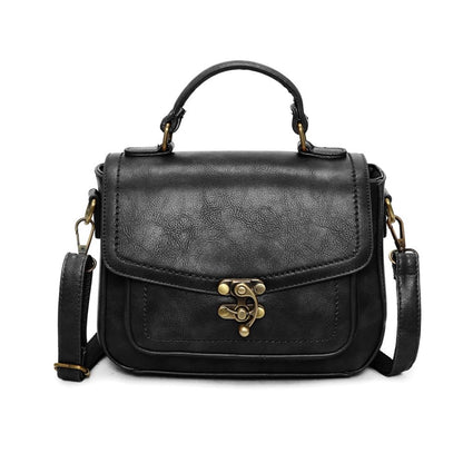 Vintage Crossbody Bags for Women Small PU Leather Satchel Purse Retro College Messenger Bag Top Handle Shoulder Handbag