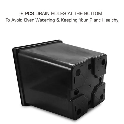 TopoGrow 1/2 Gallon Square Nursery Pots 24PCS Black Thick Durable Plastic Flower Pots with Drainage Holes, Reusable Seedling propogation Starter Pots for Indoor Plants, Transplanting, Succulents