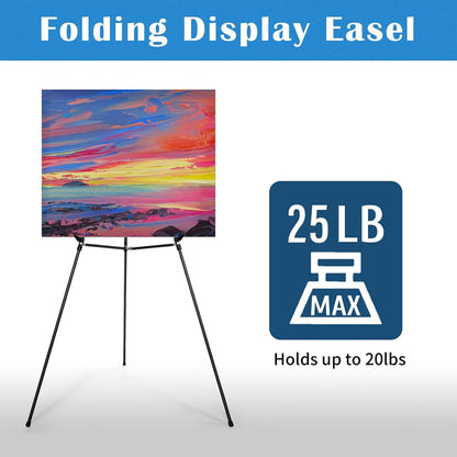 Falling in Art 66" Aluminum Display Easel Stand, Presentation Stand with Adjustable Height for Signs, Posters, and Whiteboards, Black 6 Pack