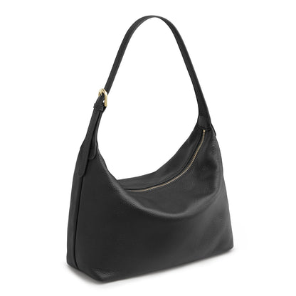Kattee Meduim Leather Hobo Bags for Women, Soft Genuine Leather Crossbody Handbags Shoulder Purse for Work Casual, Black