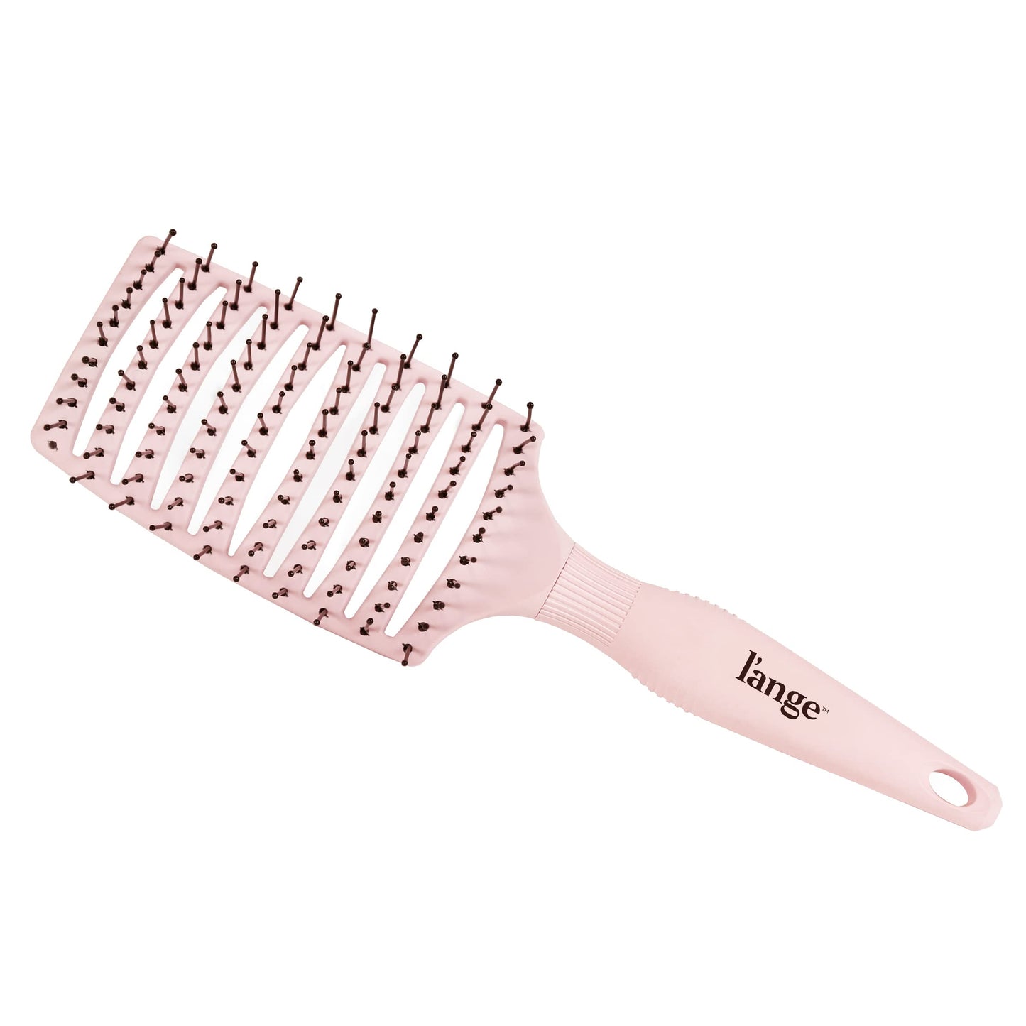 L'ANGE HAIR Siena Wide Curved Vented Detangle Brush | Nylon Bristles | Best for Tangles and Knots | Ideal for Men and Women | Vented for Airflow | Black
