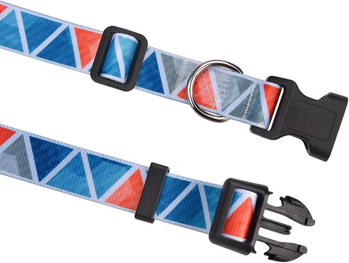 MarukoPet Dog Collar, Adjustable for Small Medium Large Dogs Puppy, Cute Design with Bohemia Floral Tribal Geometric Patterns Boys Girls Dog Collar(Impression Triangle-M)