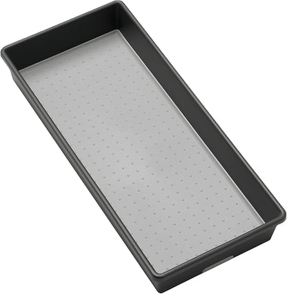 Madesmart Plastic Multipurpose Storage Organizer Bin for Drawers, Low-Profile Storage Bin Drawer Organizer, Granite