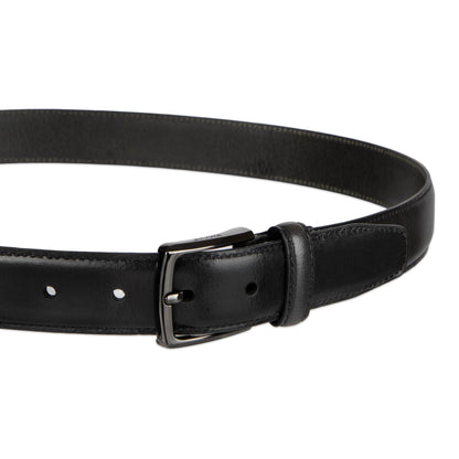 Haggar Men's Leather Dress Belt, Black, Medium