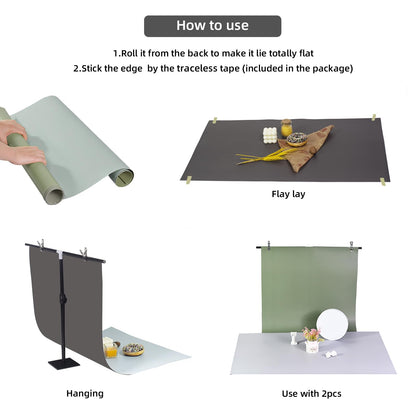 Yoocheese Photo Backdrop Kit, Double-Sided Paper Background with Stand, 22x34 Inch, 14 Colors, for Product Food Photography, Studio Tabletop Props