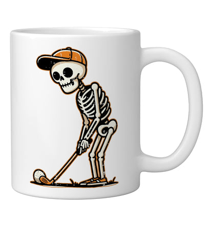 Skeleton Golf Player Halloween Costume Men Boys Kids Ceramic Mug, White