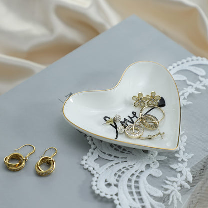 CHOOLD Original Ceramic Heart Shape Ring Dish Holder Jewelry Tray Dish Trinket Holder Jewelry Holder Home Decor Dish Wedding Birthday Xmas Gift