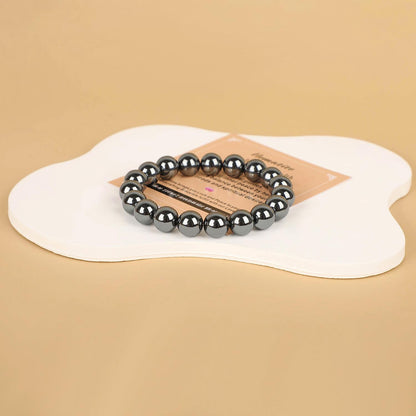 AD Beads Handmade Gemstone Stretch Elastic Bracelet Crystal Healing Reiki Nature's Beauty and Spiritual Essence Unisex (6mm, Hematite (Healing and Health))