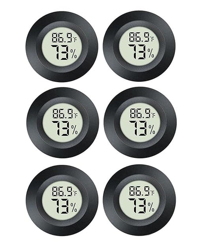 JEDEW 6 Pack Hygrometer Thermometer Digital Humidity Meter Indoor/Outdoor Humidity Monitor Reptile Thermometer for Greenhouse Humidors Terrarium Jars ℉/ ℃(6)