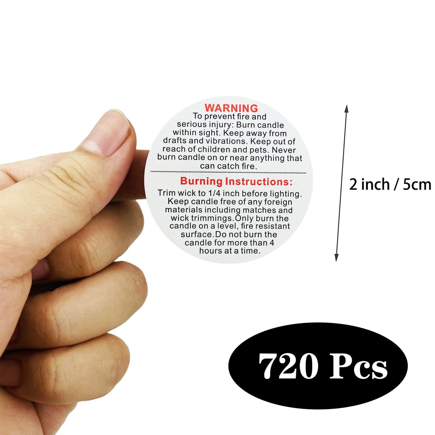 FuraHa 720 Pieces Warning Labels 2 Inch Jar Container Stickers Safety Stickers Decal for Candle Making DIY Jars and Tins
